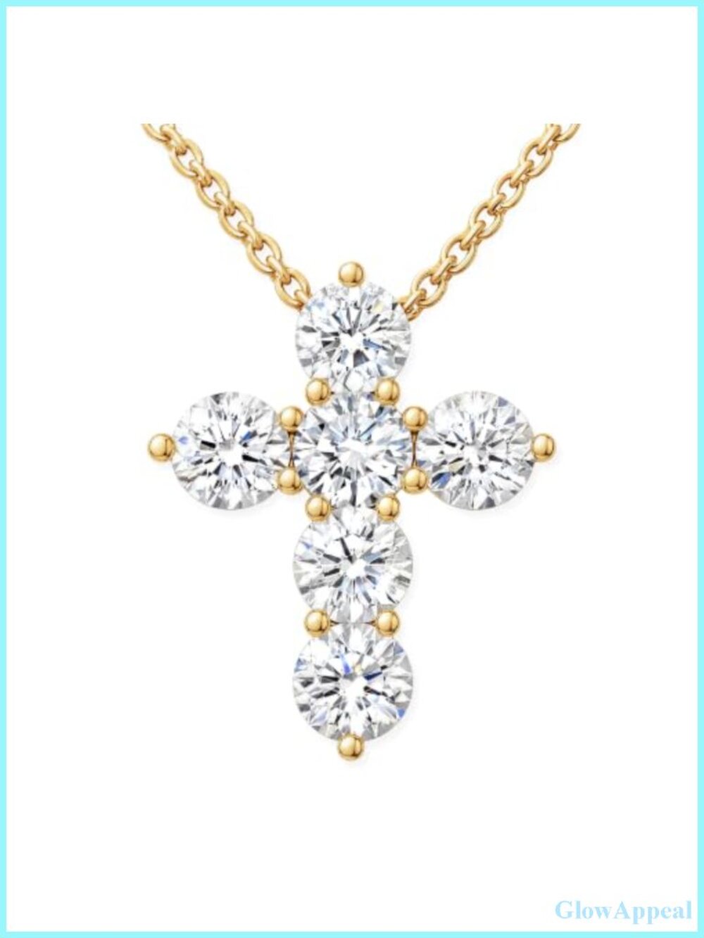 ASHINE 14k Gold Plated Cubic Zirconia Cross Pendant Necklace, 20 in Cable Chain